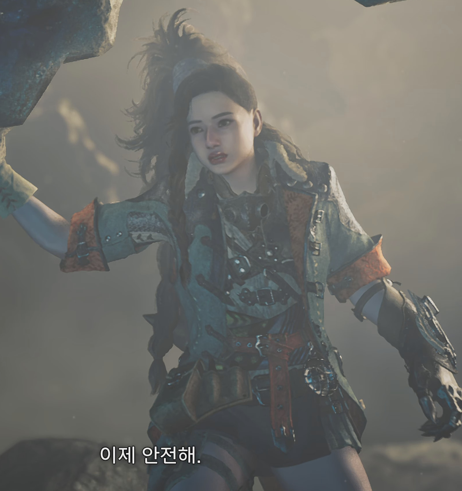 몬헌 와일즈 컷신 — 1차 제작 후 어두운 동굴에서 얼굴 모습